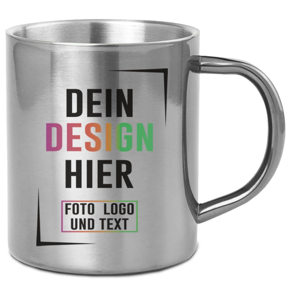 Edelstahltasse Silber gross