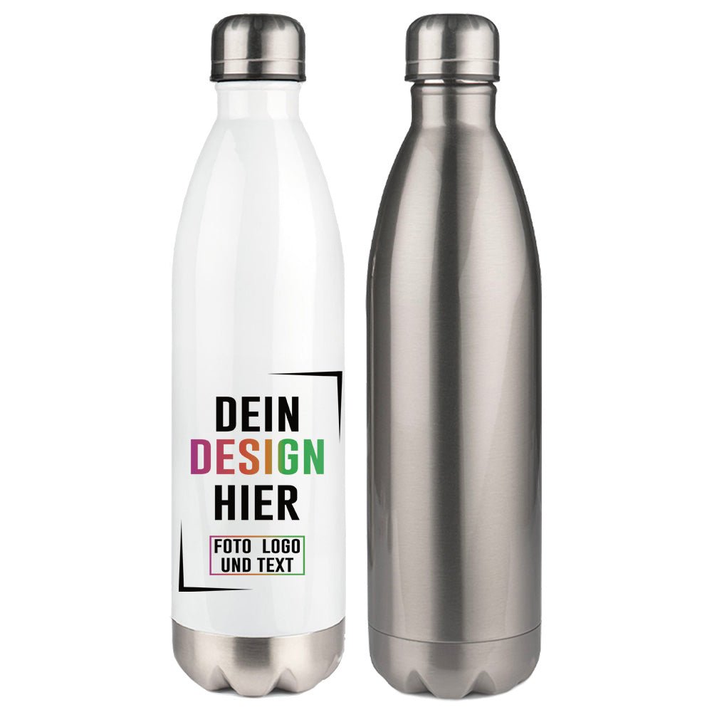 Heliox Edelstahl Trinkflasche 750ml in Weiß oder Silber