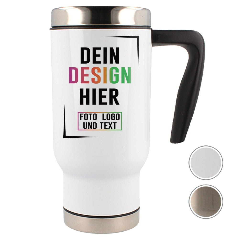 Premium Edelstahl Thermobecher in Weiß oder Silber - Fototassen.de