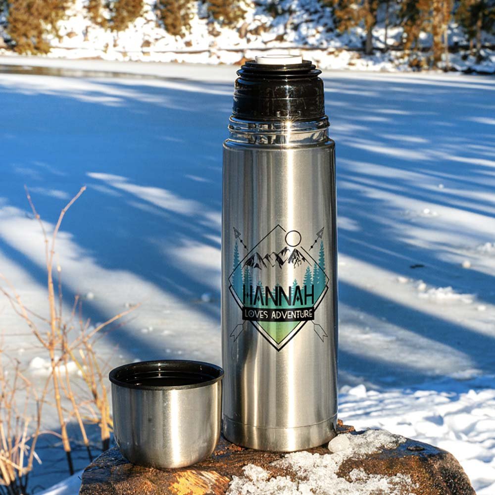 Edelstahl Theromsflasche 750 ml in Weiß oder Silber - Fototassen.de