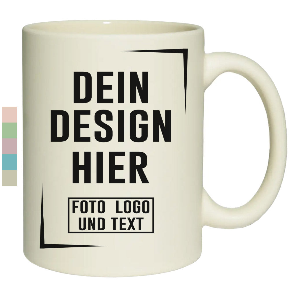 Keramiktasse satiniert, mattiert in Pastellfarben - Beige