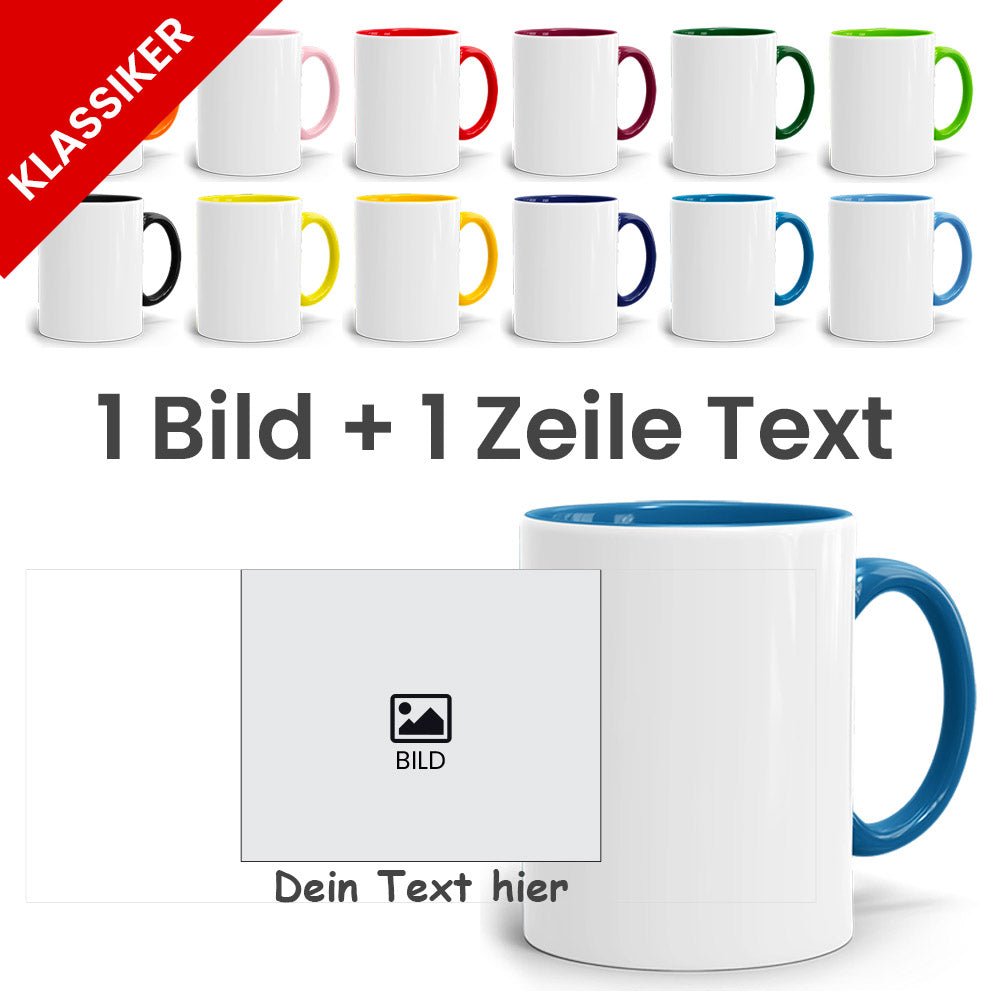 Tasse mit 1 Foto und 1 Zeile Text - Fototassen.de