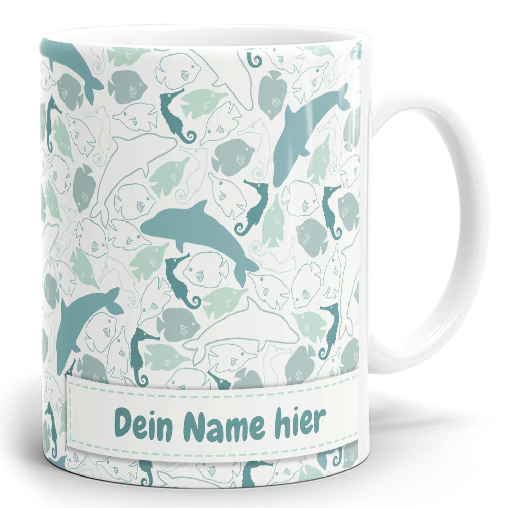 MUST-08 Unterwasser Welten Panoramadruck Fototasse mit Wunschtext