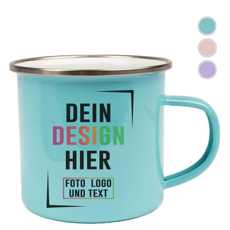 Emaille Tasse in verschiedenen Light Farbtönen - Fototassen.de