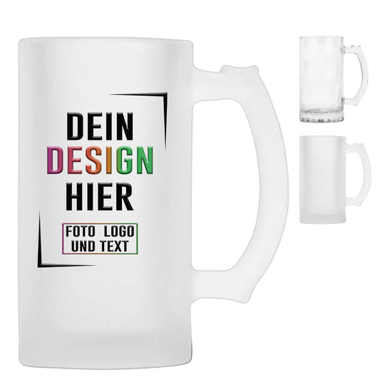 Bierkrug aus Glas mit 0,47 Liter Füllinhalt in satiniert selbst gestalten