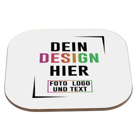 Hartfaser Untersetzer mit stark abgerundeten Ecken - Mit Logo bedrucken