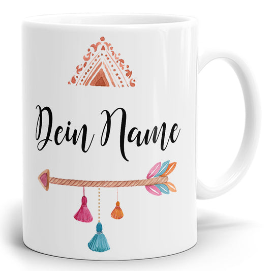 Dein Wunschname auf Wasserfarben Indiana Design Namensbecher