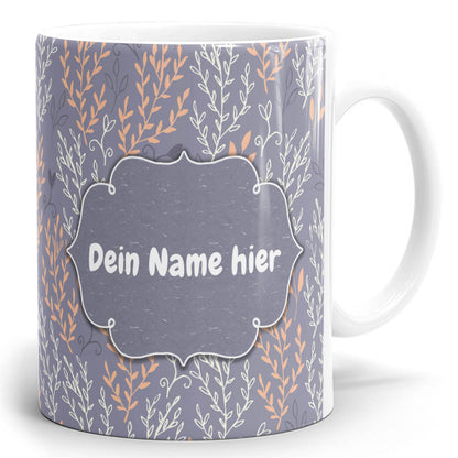Ast und Strauch Panoramatasse mit Name personalisieren