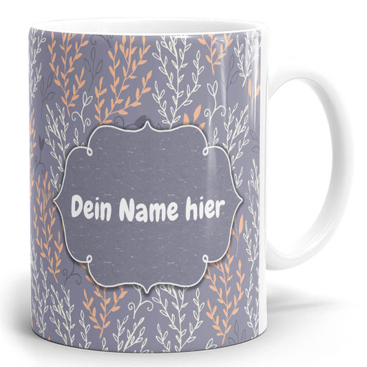 Ast und Strauch Panoramatasse mit Name personalisieren