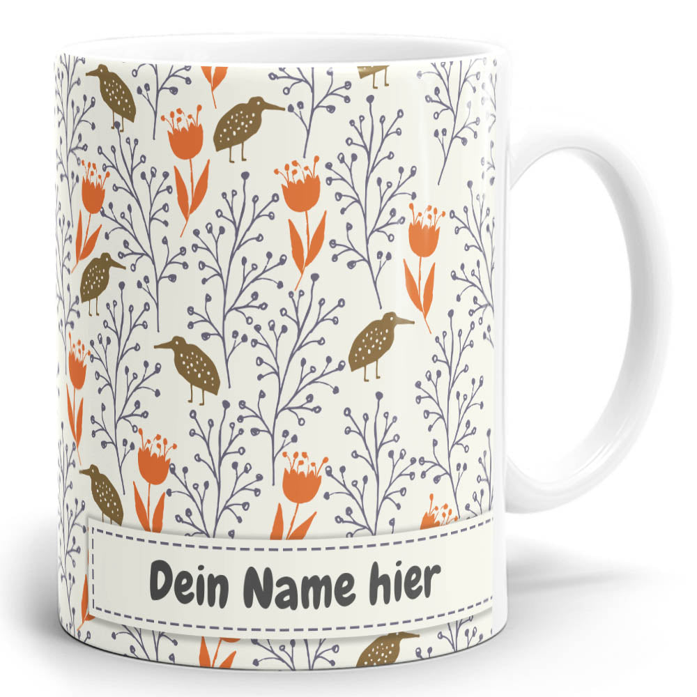 Panoramatasse Ast und Strauch mit Dein Name hier