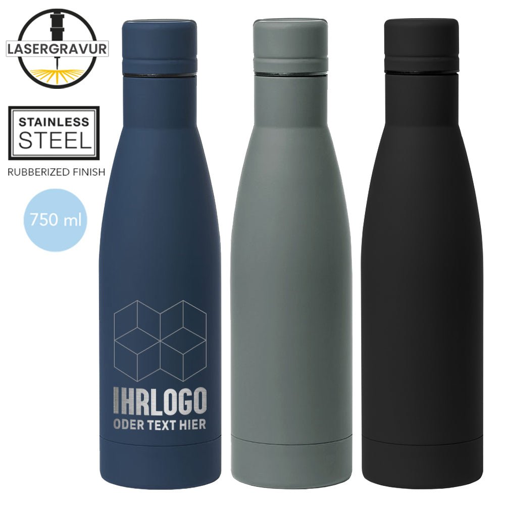 Trinkflasche aus rostfreiem Stahl 750 ml in dezenten Farben - Fototassen.de