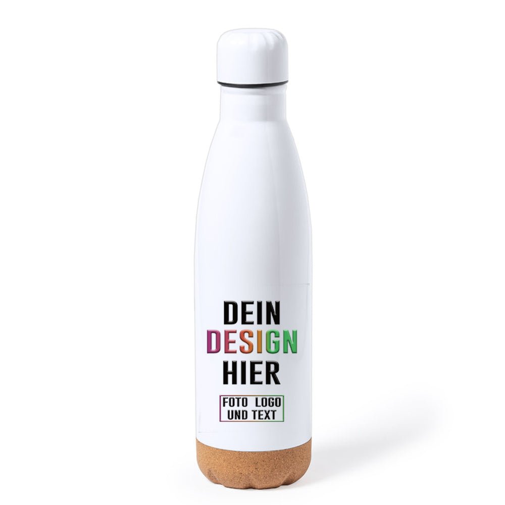 Trinkflasche aus Edelstahl 750ml mit Korkboden - Fototassen.de