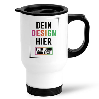 Edelstahl Thermobecher ToGo in Weiß oder Silber - Fototassen.de