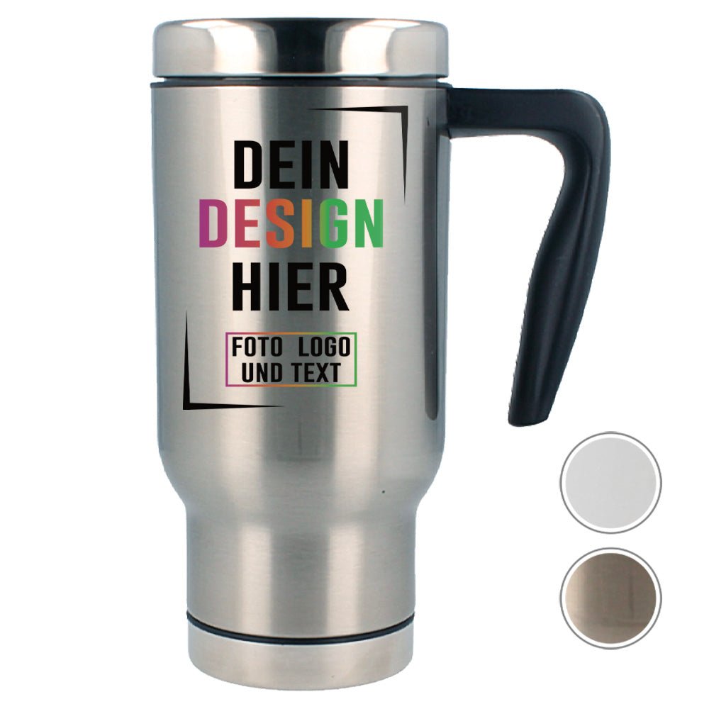 Premium Edelstahl Thermobecher in Weiß oder Silber - Fototassen.de