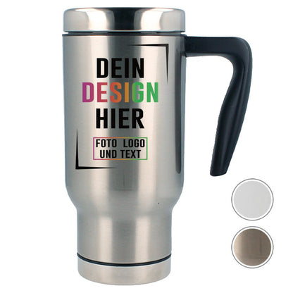 Premium Edelstahl Thermobecher in Weiß oder Silber - Fototassen.de