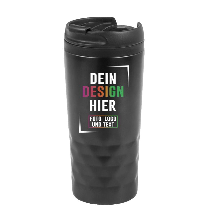 Thermobecher 310ml ToGo Edelstahl in Schwarz od. Silber - Fototassen.de