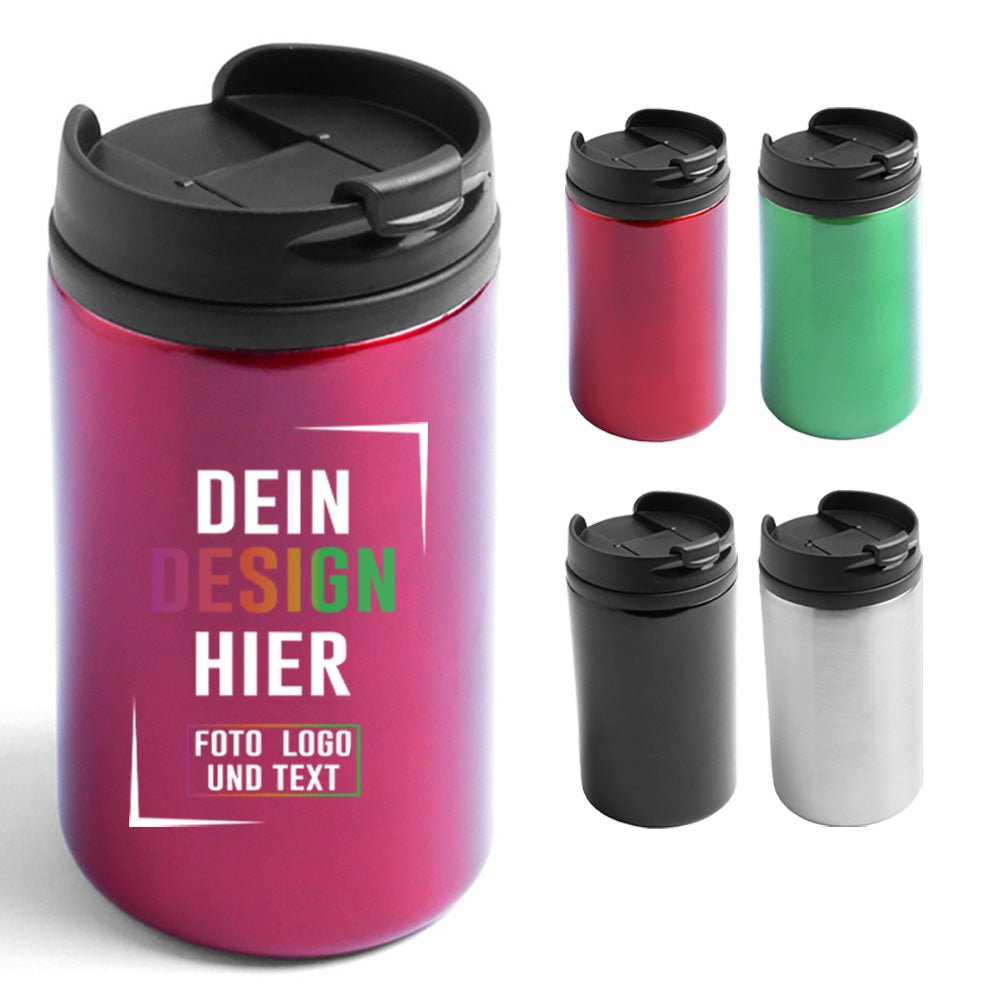 Handlicher ToGo Becher aus Edelstahl 290 ml - versch. Farben - Fototassen.de
