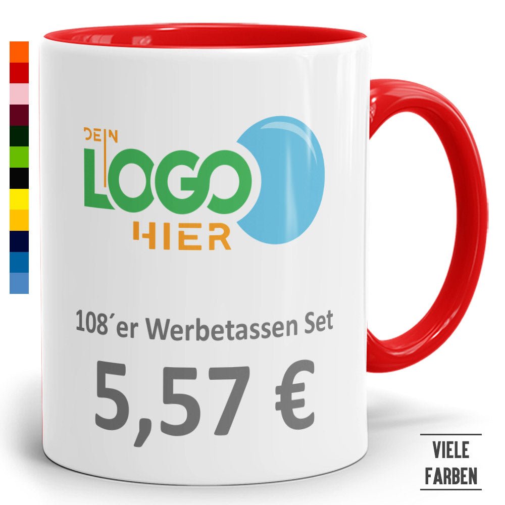 108er Werbeset Zweifarbtasse in vielen Farben - Fototassen.de