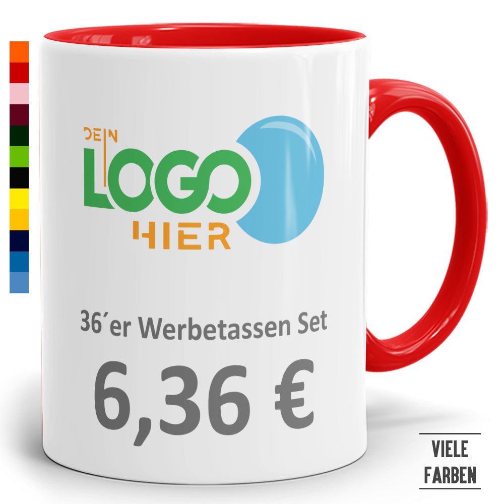 36er Werbeset Zweifarbtasse in vielen Farben - Fototassen.de