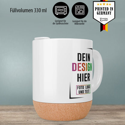 Keramiktasse mattiert mit Korkboden - Fototassen.de