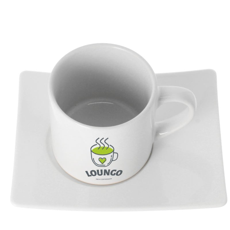 Kaffeetasse Melange aus Keramik mit Unterteller - Fototassen.de