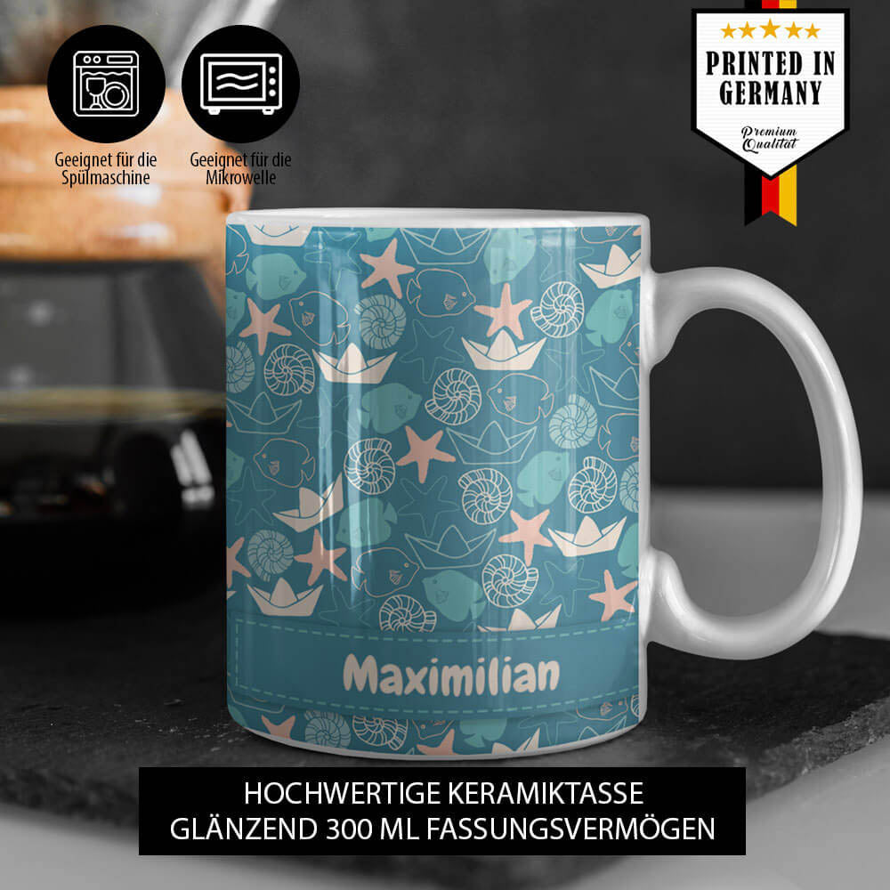 Tag am Meer Panoramatasse Beispiel Foto printed in Germany