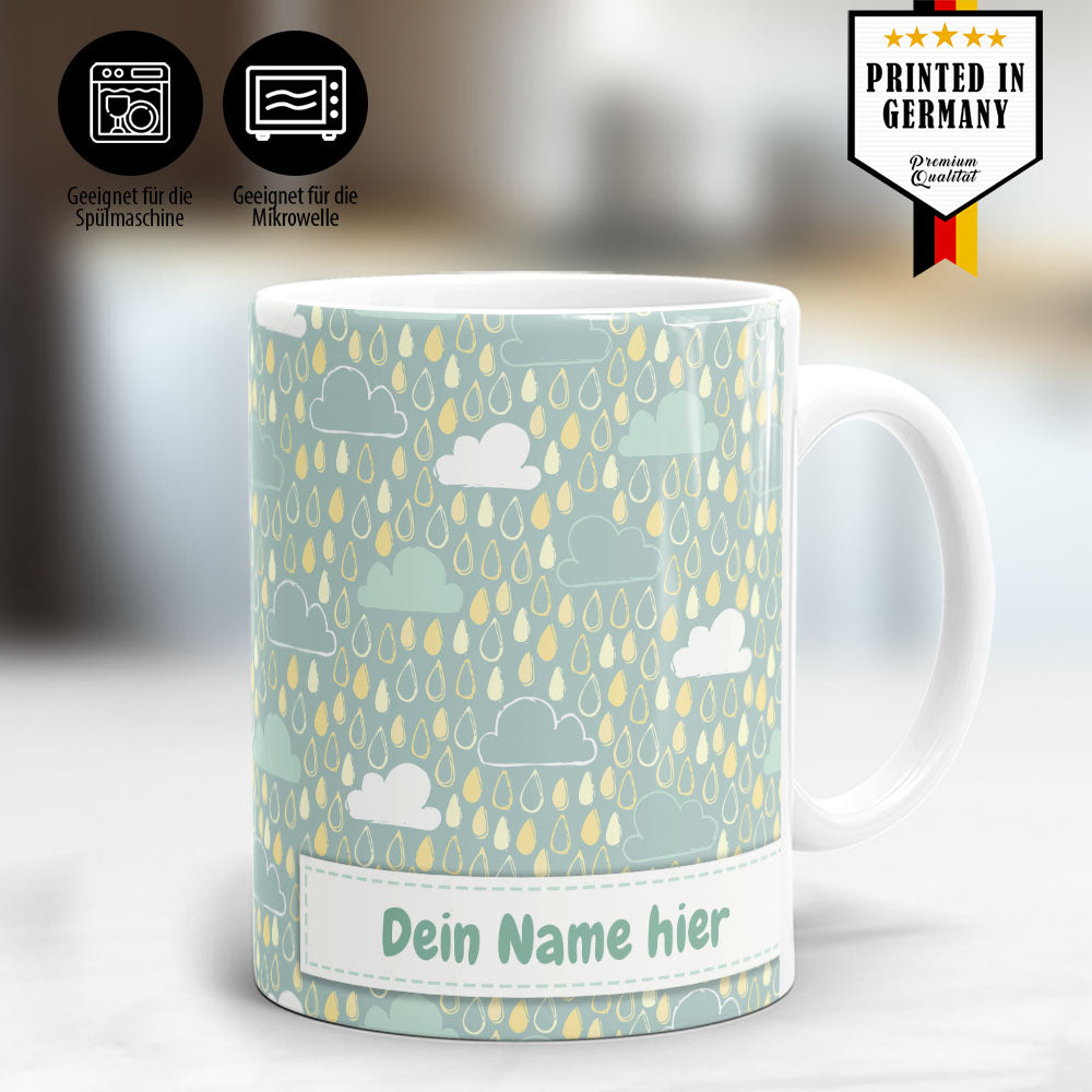 Regentag Panorama Tasse mit Siegel Printed in Germany und Spülmaschinengeeignet
