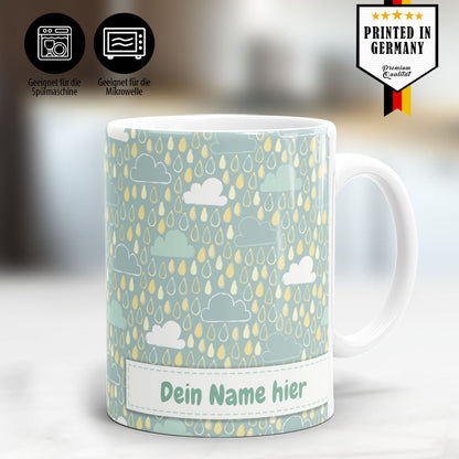 Regentag Panorama Tasse mit Siegel Printed in Germany und Spülmaschinengeeignet