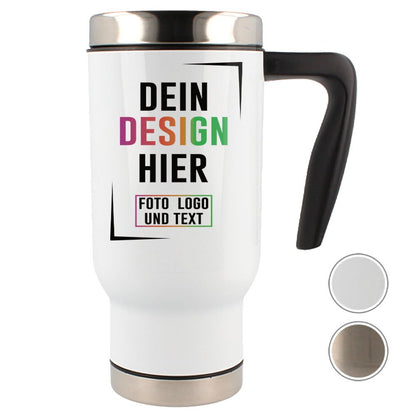 Premium Edelstahl Thermobecher in Weiß oder Silber - Fototassen.de