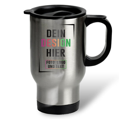 Edelstahl Thermobecher ToGo in Weiß oder Silber - Fototassen.de