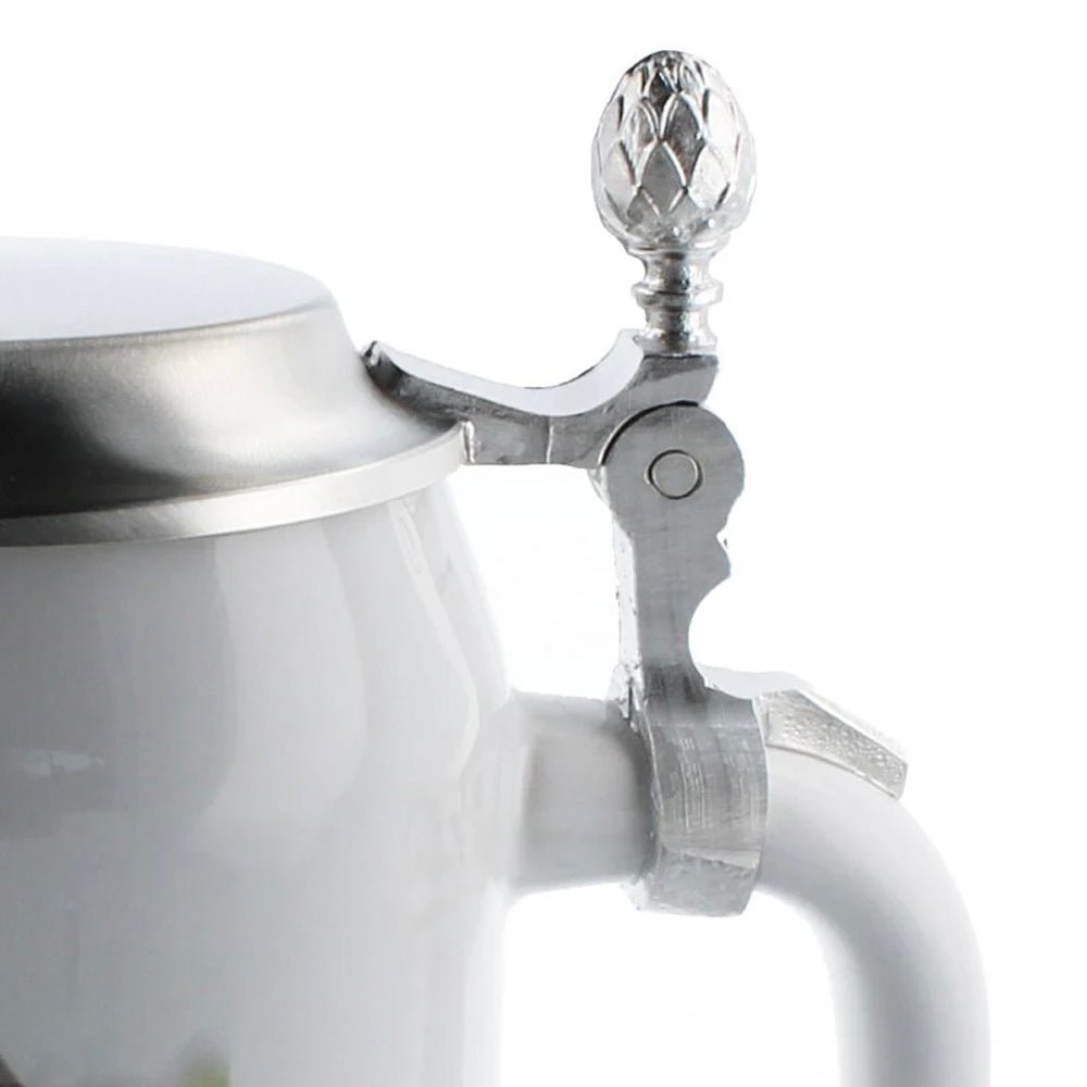 Krug Andechs 0,5 mit flachem poliertem Zinndeckel - Fototassen.de