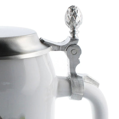 Krug Andechs 0,5 mit flachem poliertem Zinndeckel - Fototassen.de