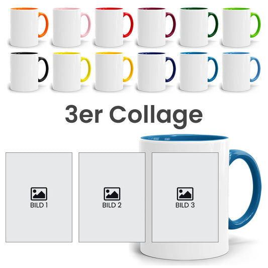 3er Tasse Collage mit Platz für 3 Fotos oder Logos zum hochladen