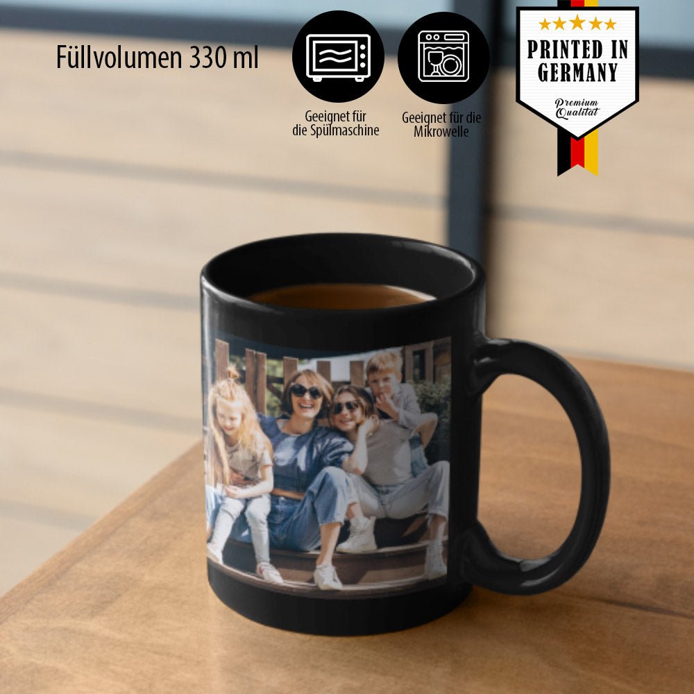Schwarze Tasse Boston mit weißem Druckfeld - Fototassen.de