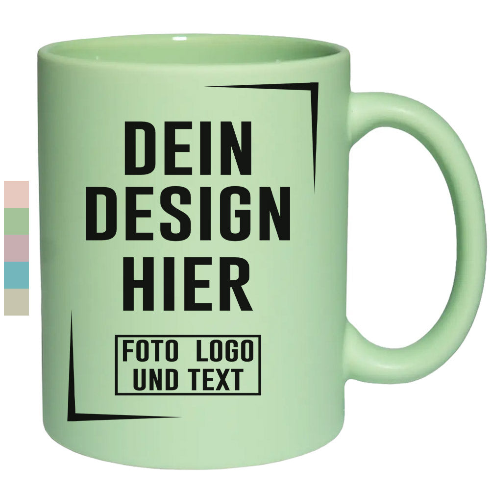 Keramiktasse satiniert, mattiert in Pastellfarben - Grün