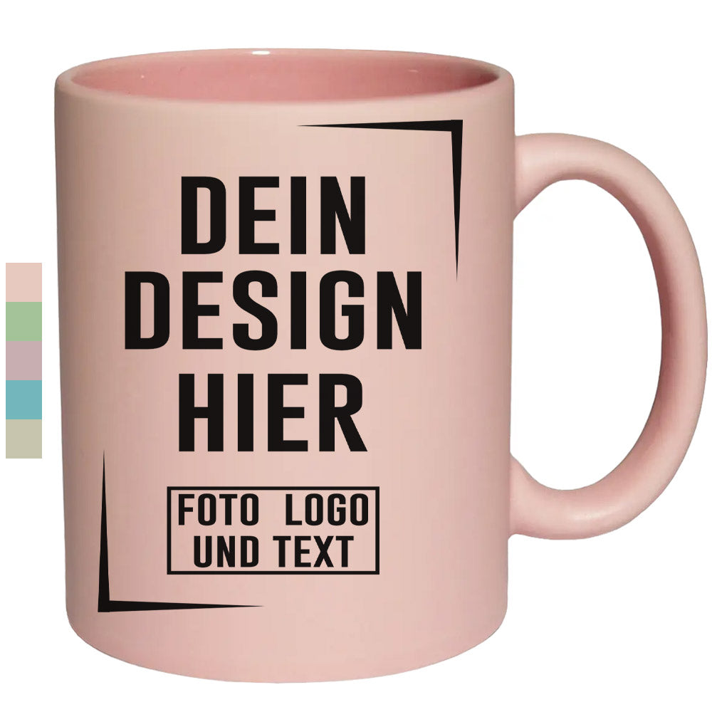 Keramiktasse satiniert, mattiert in Pastellfarben - Rosa