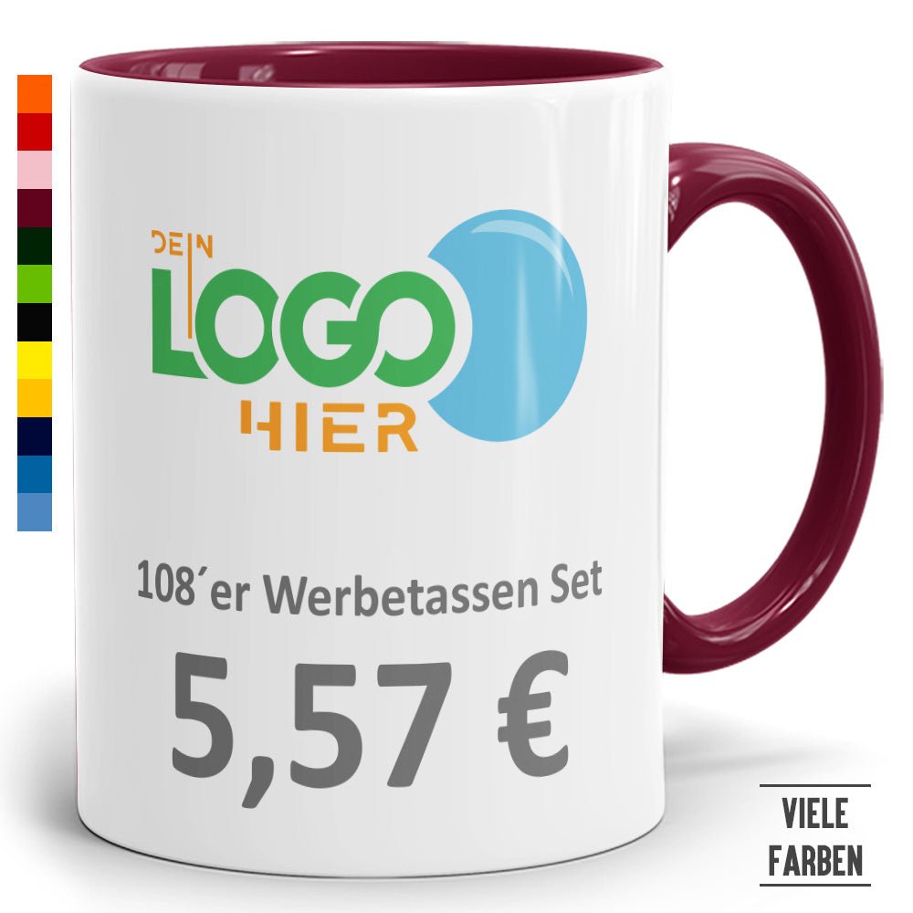 108er Werbeset Zweifarbtasse in vielen Farben - Fototassen.de