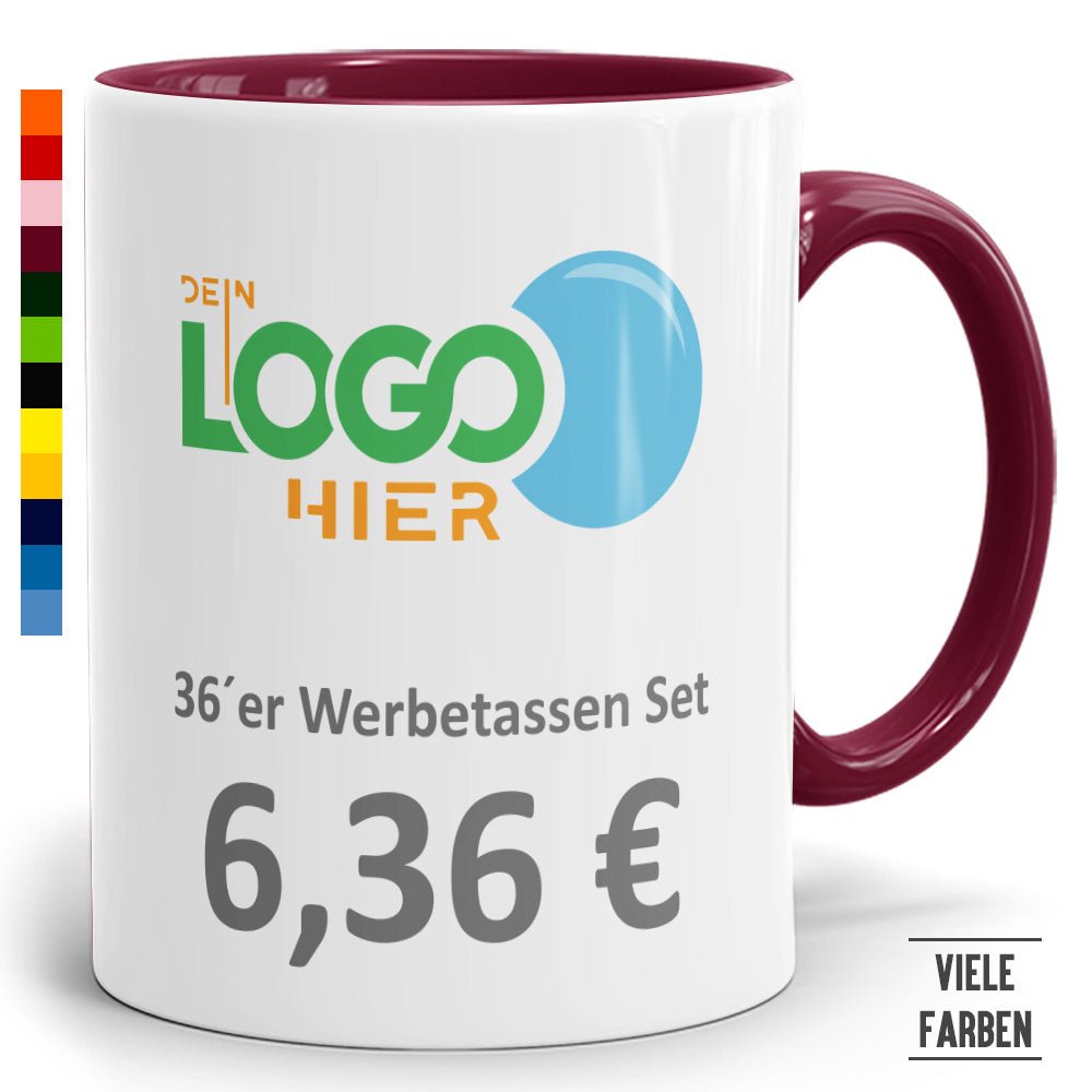 36er Werbeset Zweifarbtasse in vielen Farben - Fototassen.de
