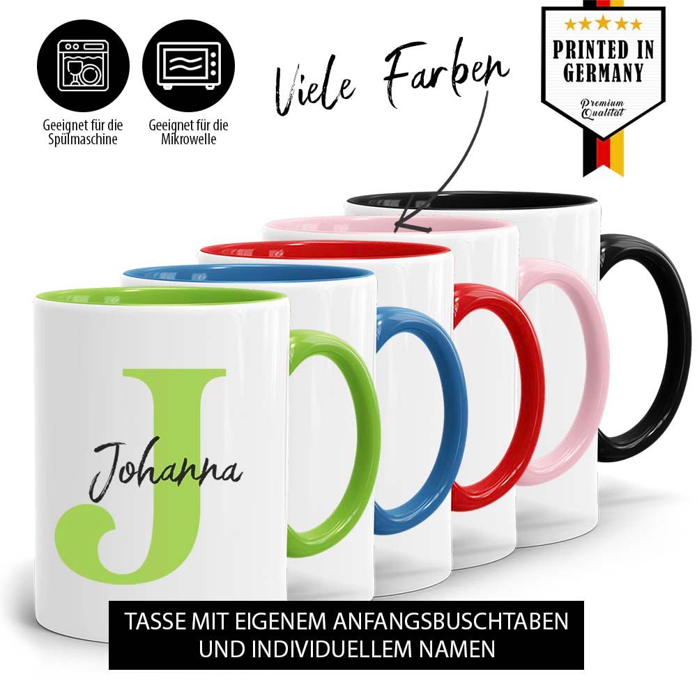 Tasse mit Initial und Wunschname in vielen Farben - Fototassen.de