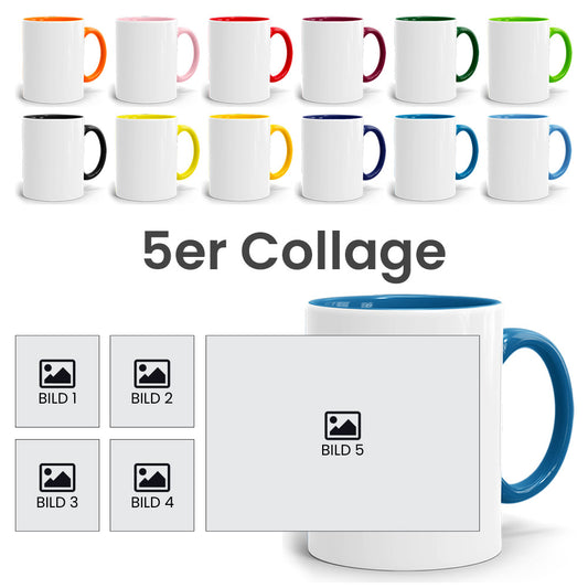 Tassen Collage für 5 Fotos - viele Tassen zur Wahl
