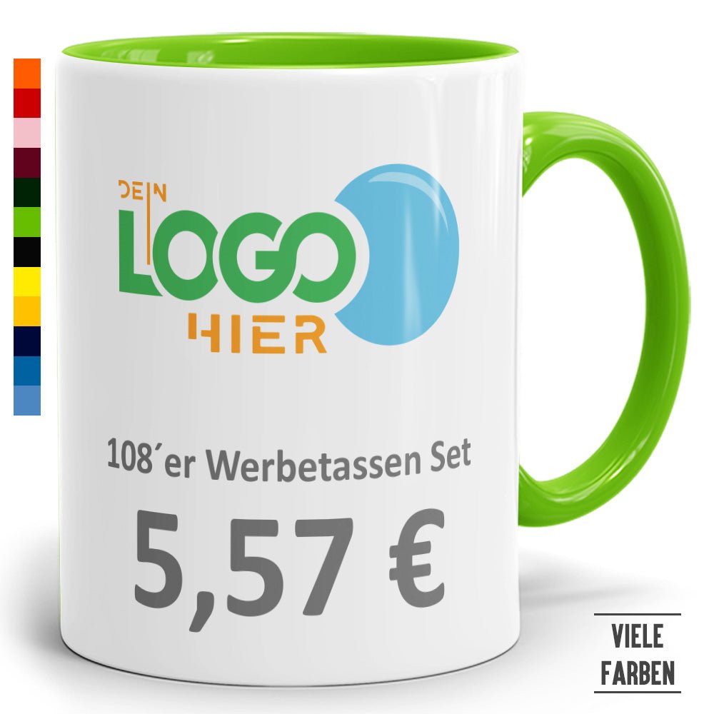 108er Werbeset Zweifarbtasse in vielen Farben - Fototassen.de