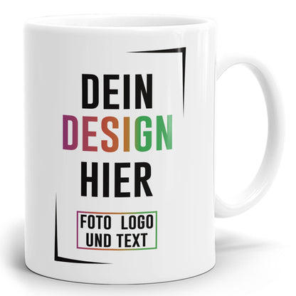 Weiße Fototasse individuell bedruckbar mit eigenem Design, Foto, Logo und Text