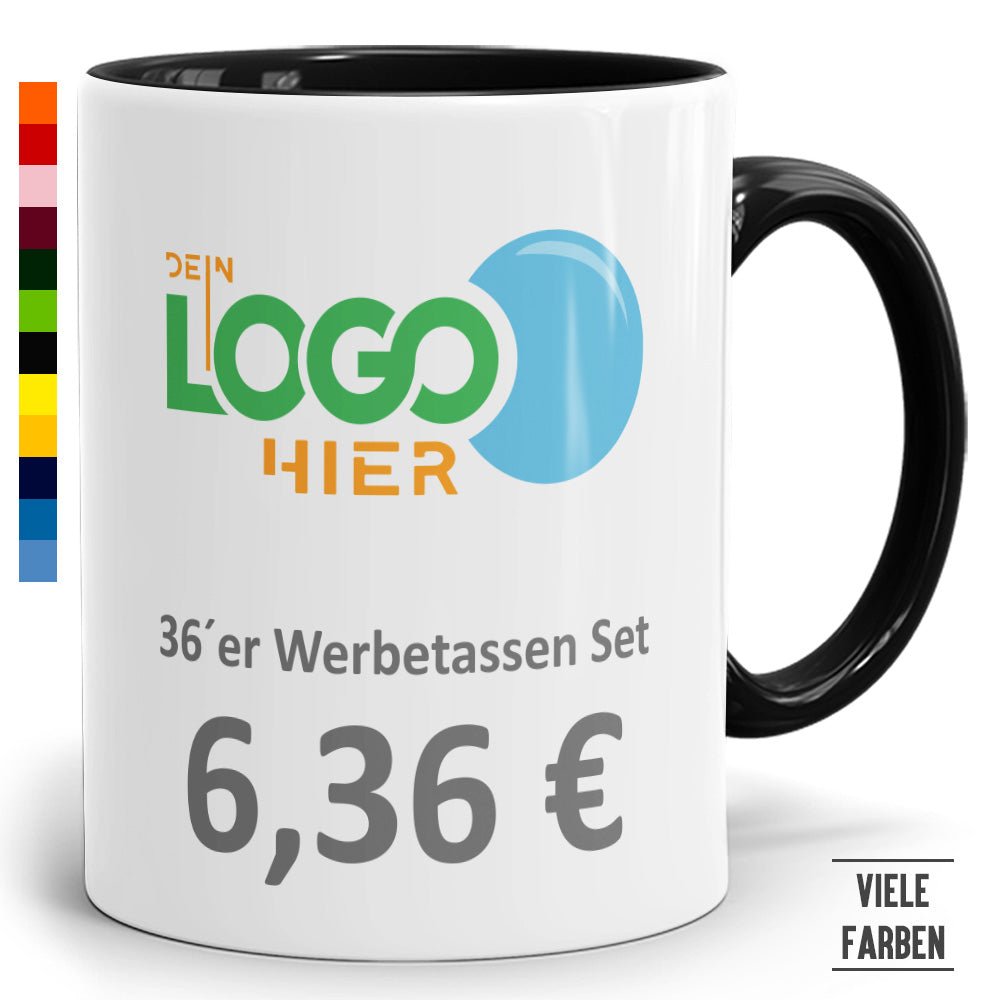 36er Werbeset Zweifarbtasse in vielen Farben - Fototassen.de