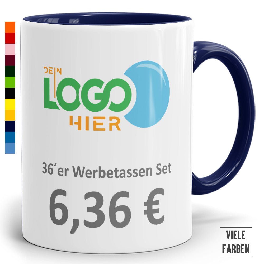 36er Werbeset Zweifarbtasse in vielen Farben - Fototassen.de