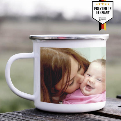 Emaille Tasse mit verschiedenen Trinkrand Farben - Fototassen.de